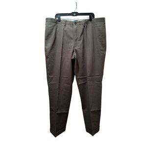Lands' End Chino Pants Men’s 42x30 Brown Straight Traditional Fit Khakis Creased